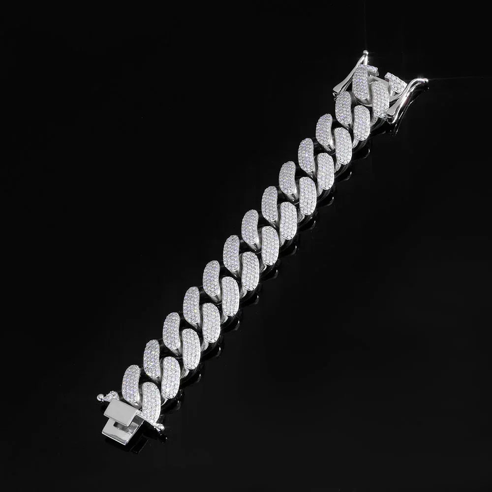 22mm Four Row Cuban Chain Necklace Zircon - CaratixJewelry