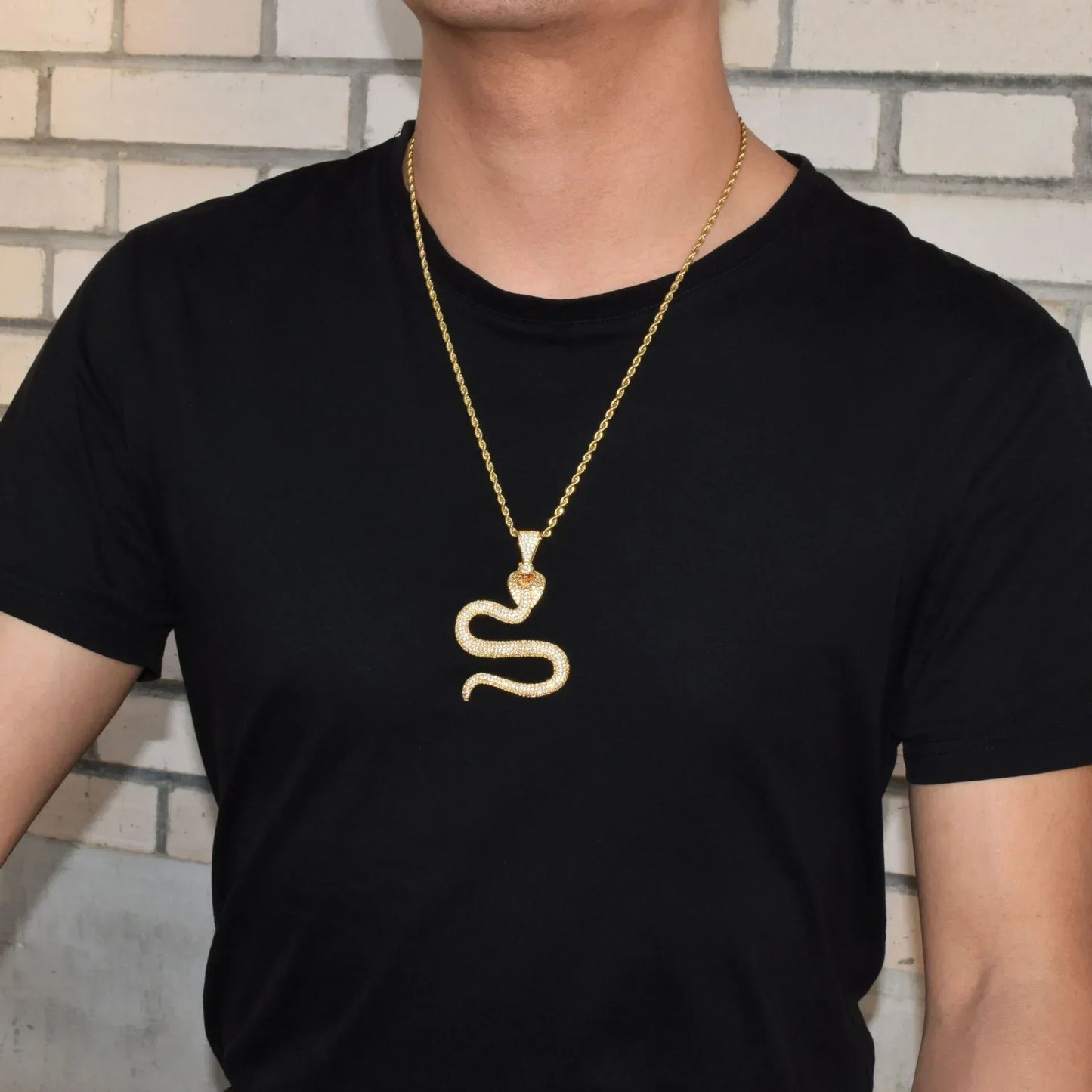 Iced Out Zodiac Snake Pendant | Men's Hip Hop Serpent Necklace | Premium Copper CZ Viper Jewelry | Streetwear Slatt Bling | Caratix - CaratixJewelry