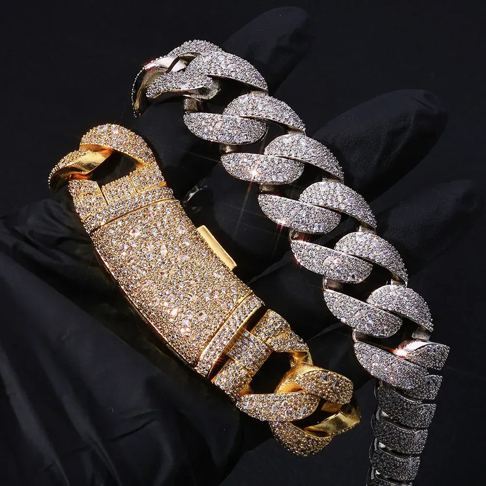 Custom 22mm Bubble Cuban Link Chain | 3D Iced Out Necklace - CaratixJewelry