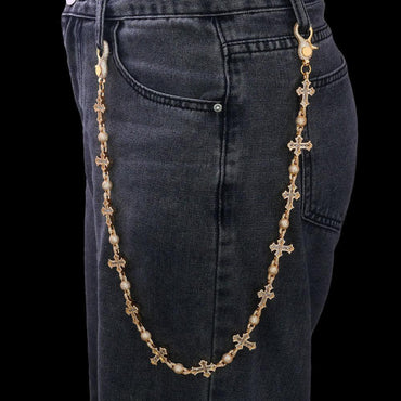 Cross Pendant Round Bead Chain Waist Chain T-Shape Zircon Hip Hop Jewelry | Caratix Jewelry - CaratixJewelry