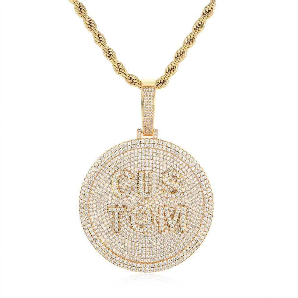 60mm Custom Letter Pendant Necklace with Full Zircon Stones for Men | Caratix Jewelry - CaratixJewelry
