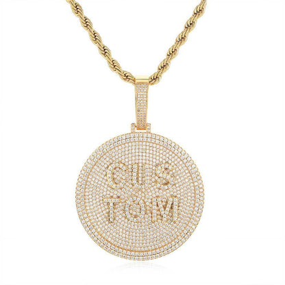 60mm Custom Letter Pendant Necklace with Full Zircon Stones for Men | Caratix Jewelry - CaratixJewelry