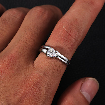 Adjustable Triangle Moissanite Ring S925 Open Band | Caratix