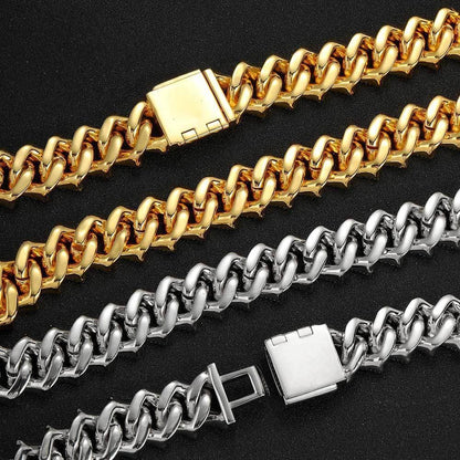 15mm Miami Cuban Chain Bracelet with Zircon - CaratixJewelry