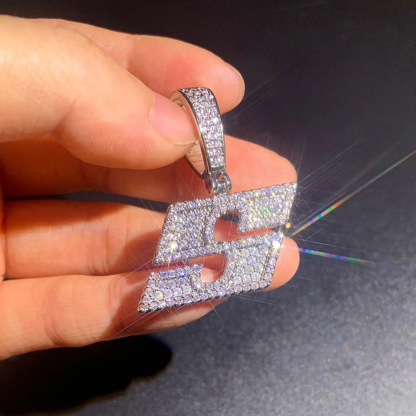 Iced Out Letter & Number Pendant | CZ Hip Hop Bling Fashion Necklace - CaratixJewelry