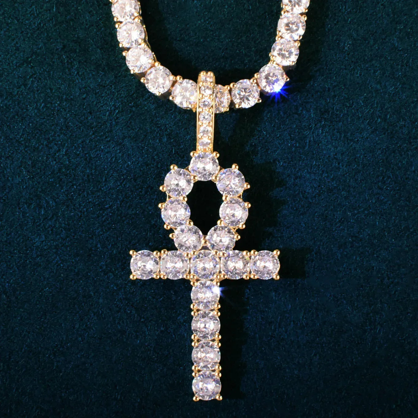 CZ Ankh Cross Pendant Necklace | Men’s Streetwear Jewelry - CaratixJewelry