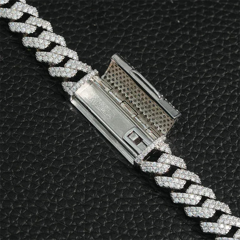 10mm Iced-Out Moissanite Cuban Link Bracelet/Necklace – S925 Sterling Silver -Cut Hip Hop Streetwear Jewelry - CaratixJewelry