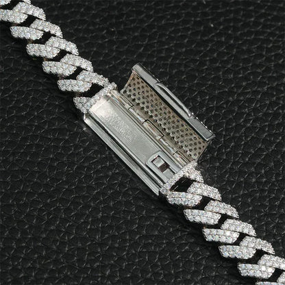 10mm Iced-Out Moissanite Cuban Link Bracelet/Necklace – S925 Sterling Silver -Cut Hip Hop Streetwear Jewelry - CaratixJewelry