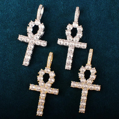 CZ Ankh Cross Pendant Necklace | Men’s Streetwear Jewelry - CaratixJewelry