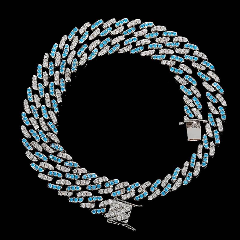 9mm Single Row Cuban Chain Necklace with Zircon Stones - CaratixJewelry