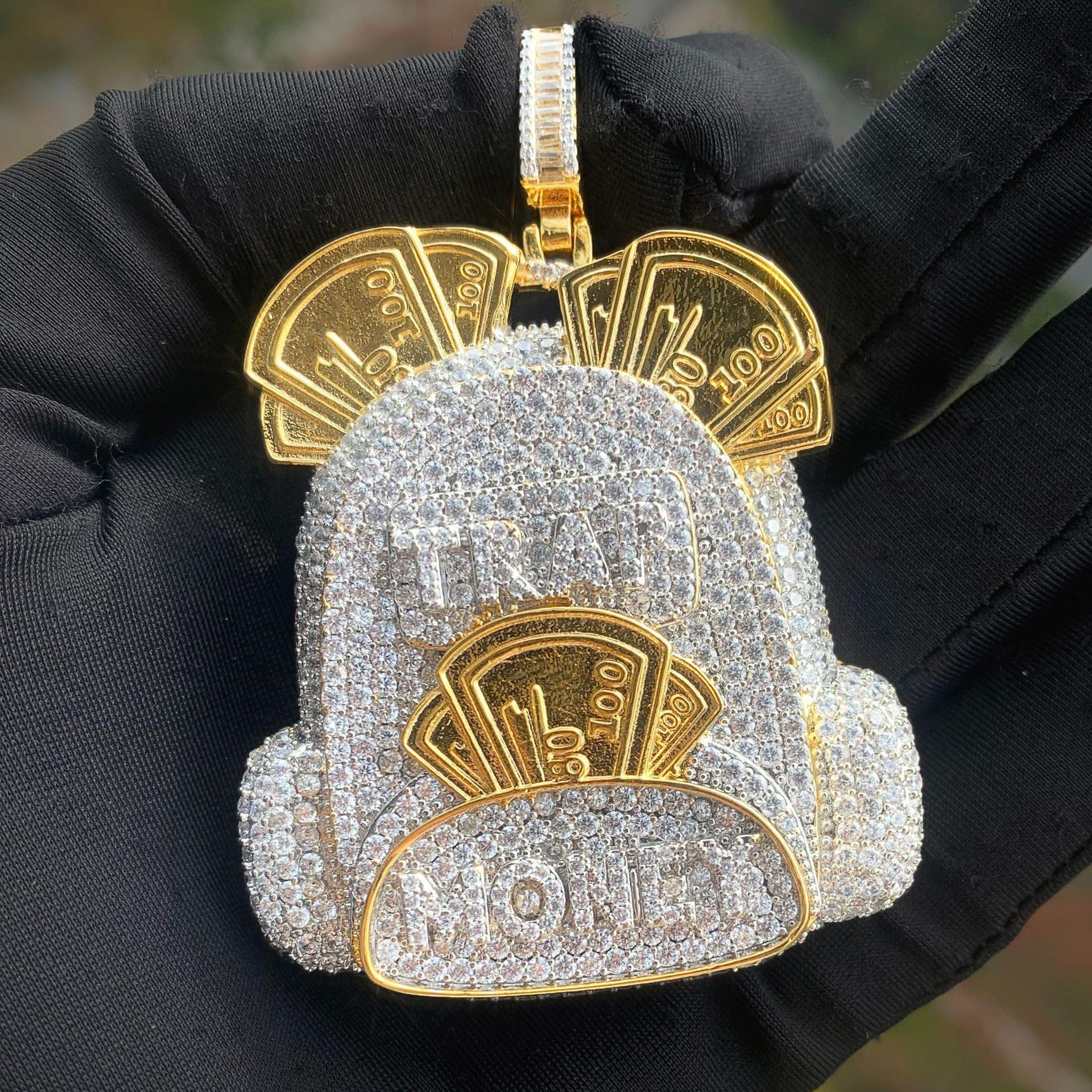 Iced Out Backpack Pendant Necklace for Men – Hip Hop CZ Trendy Streetwear Jewelry - CaratixJewelry