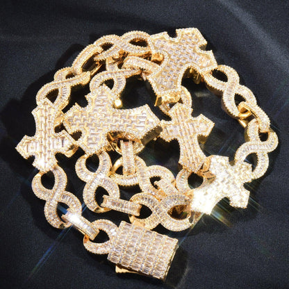 Iced Out Cross Pendant Copper Zircon Necklace for Men & Women | Caratix Jewelry - CaratixJewelry
