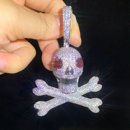 Red-Eye Skull Pendant Necklace | Gold/Silver CZ Hip Hop Men’s Trend Jewelry - CaratixJewelry