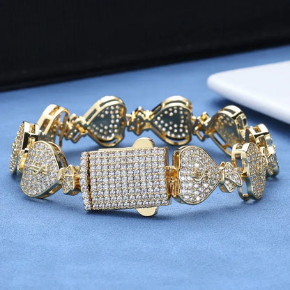 15mm Money Bag Cuban Link Bracelet with Zircon Hip Hop Jewelry - CaratixJewelry