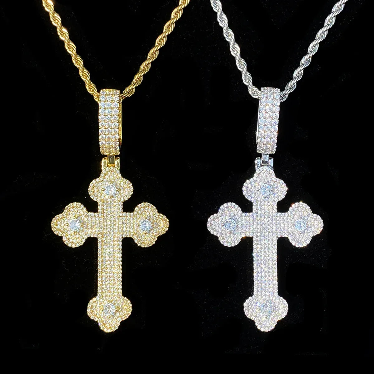 Iced Out "Cloud Cross" Pendant | Men's Real Copper CZ Necklace - CaratixJewelry