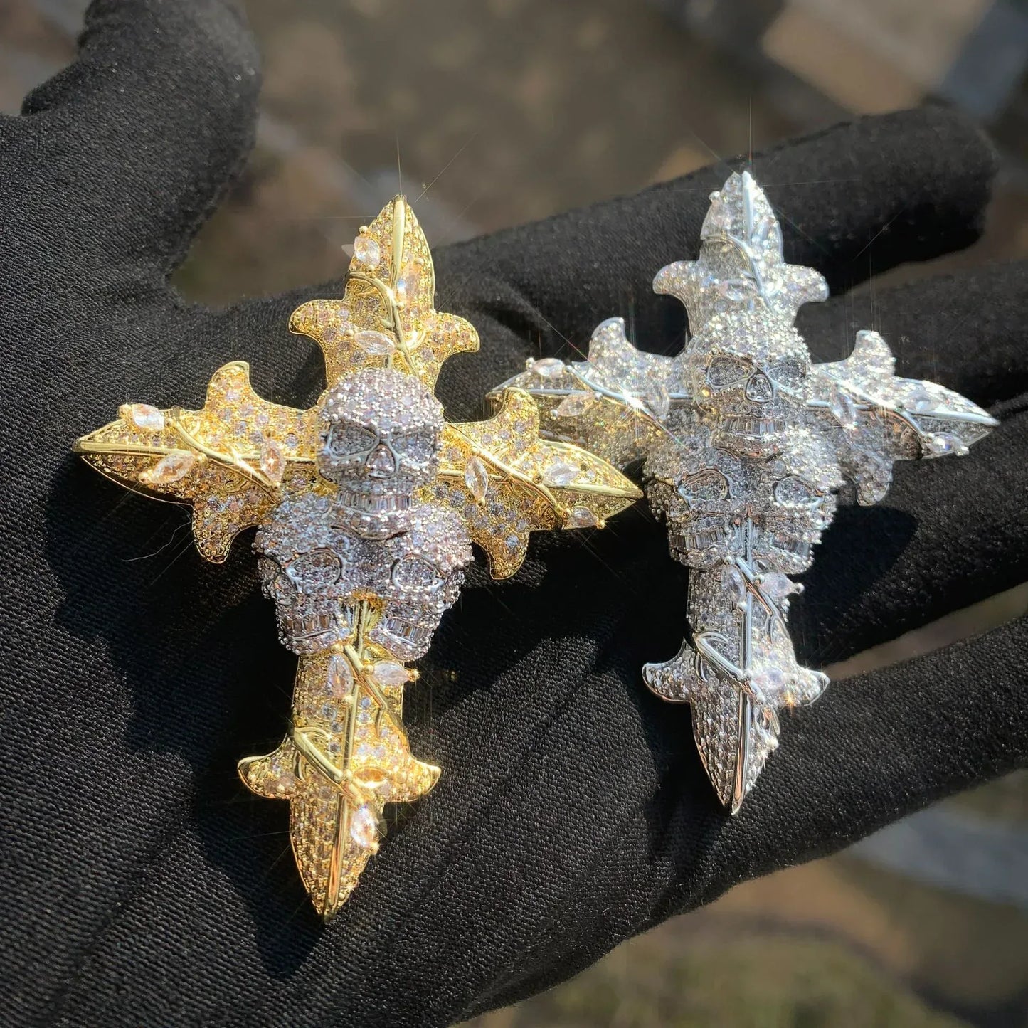 Iced Out Skull Cross Pendant Necklace – Hip Hop CZ - CaratixJewelry