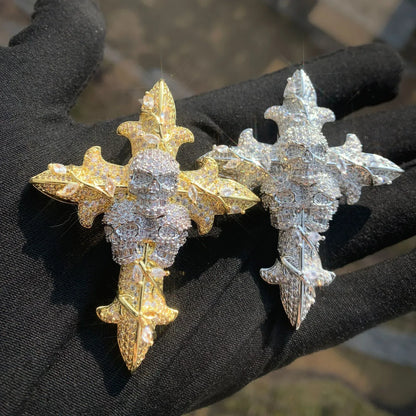 Iced Out Skull Cross Pendant Necklace – Hip Hop CZ - CaratixJewelry