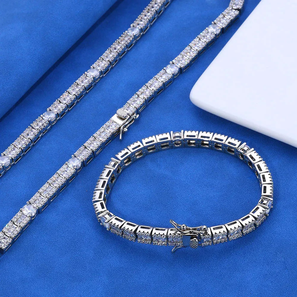 Custom 6mm Mixed-Cut Round & Square Tennis Chain Hip Hop Bling | Caratix - CaratixJewelry