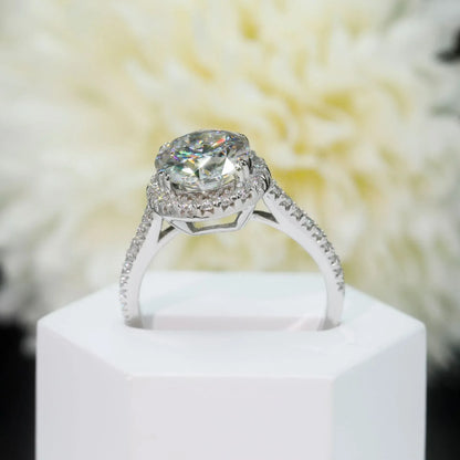 3ct Round Moissanite Engagement Ring | S925 Silver Luxury Women’s Bridal Jewelry - CaratixJewelry