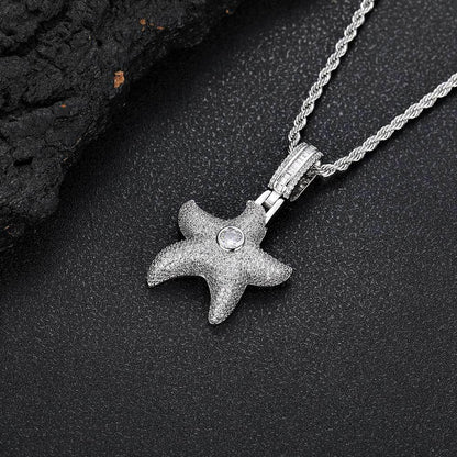 Starfish Pendant Necklace with Zircon Stones in Ocean Style for Men | Caratix Jewelry - CaratixJewelry