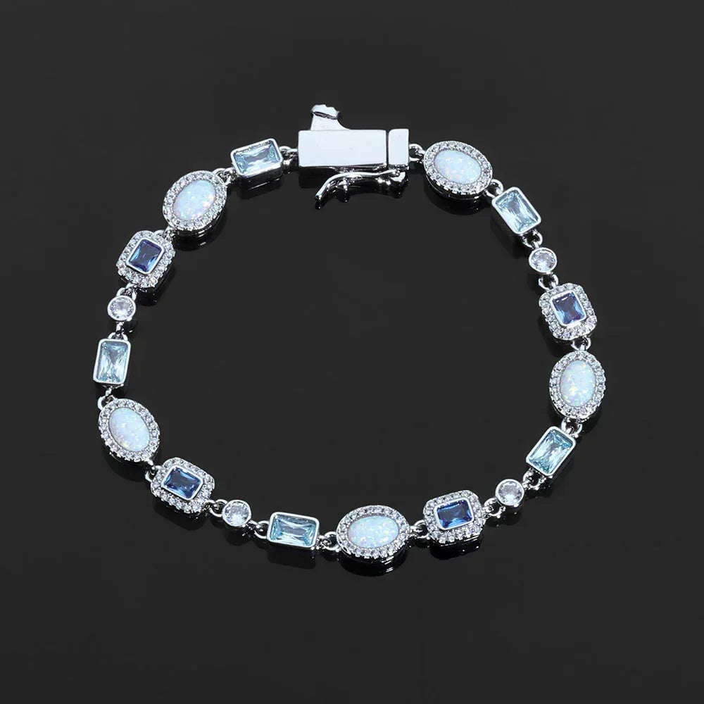 6mm Blue Zircon Bracelet Opal Style Chain Hip Hop Jewelry for Men | Caratix Jewelry - CaratixJewelry