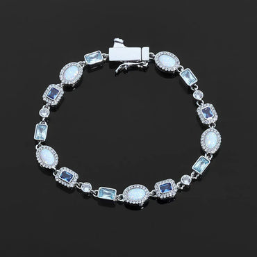 6mm Blue Zircon Bracelet Opal Style Chain Hip Hop Jewelry for Men | Caratix Jewelry - CaratixJewelry