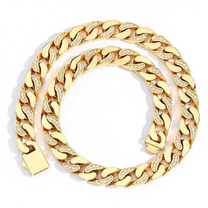12mm Stainless Steel Iced Out Cuban Chain Zircon Necklace for Men | Caratix Jewelry - CaratixJewelry