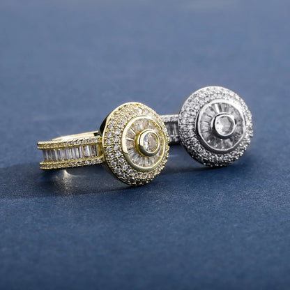 Multi-Cut Round & Baguette Hip Hop Ring | Iced Out Mosaic Band | Caratix