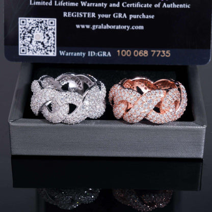 D-Color Moissanite Figure-Eight Ring | S925 Silver Unisex Iced Out Fashion Jewelry - CaratixJewelry