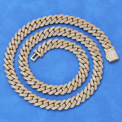Gold Chain 10mm S925 Silver Single Row CZ Cuban Link Necklace – Custom Men’s Rapper Jewelry | Caratix Jewelry - CaratixJewelry