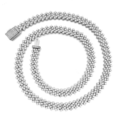 8mm D-Shape Moissanite Cuban Link Necklace | S925 Silver Men’s Hip Hop Chain - CaratixJewelry