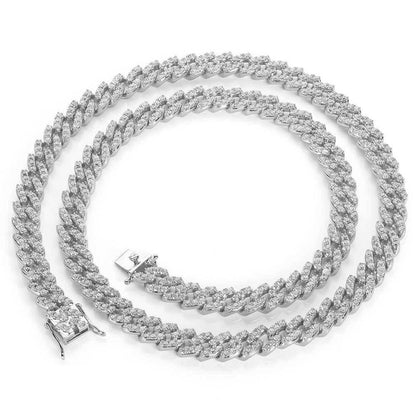 9mm Single Row Cuban Chain Zircon Bling Jewelry Necklace - CaratixJewelry