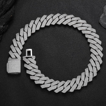 25mm 3-Row Full Zircon Iced Out Cuban Chain Necklace - CaratixJewelry