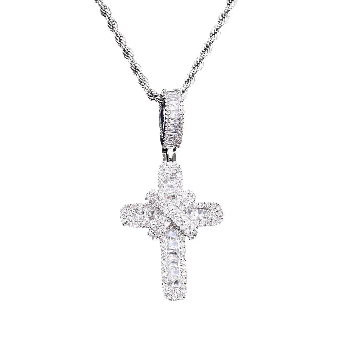 Iced Out "X" Cross Pendant | Women's Opium Style Y2K Necklace - CaratixJewelry