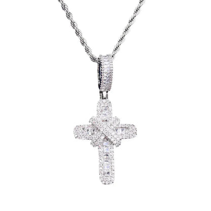 Iced Out "X" Cross Pendant | Women's Opium Style Y2K Necklace - CaratixJewelry