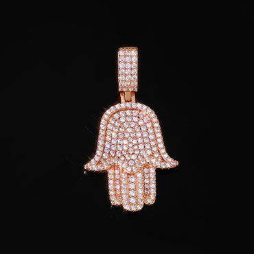 Iced Out Hand of Fatima Pendant Copper Zircon Iced Out Pendants for Men | Caratix Jewelry - CaratixJewelry