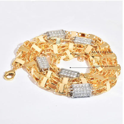Square Box Chain Necklace with Copper & Zircon | Trendy Hip Hop Jewelry | Multiple Sizes | Caratix Jewelry - CaratixJewelry