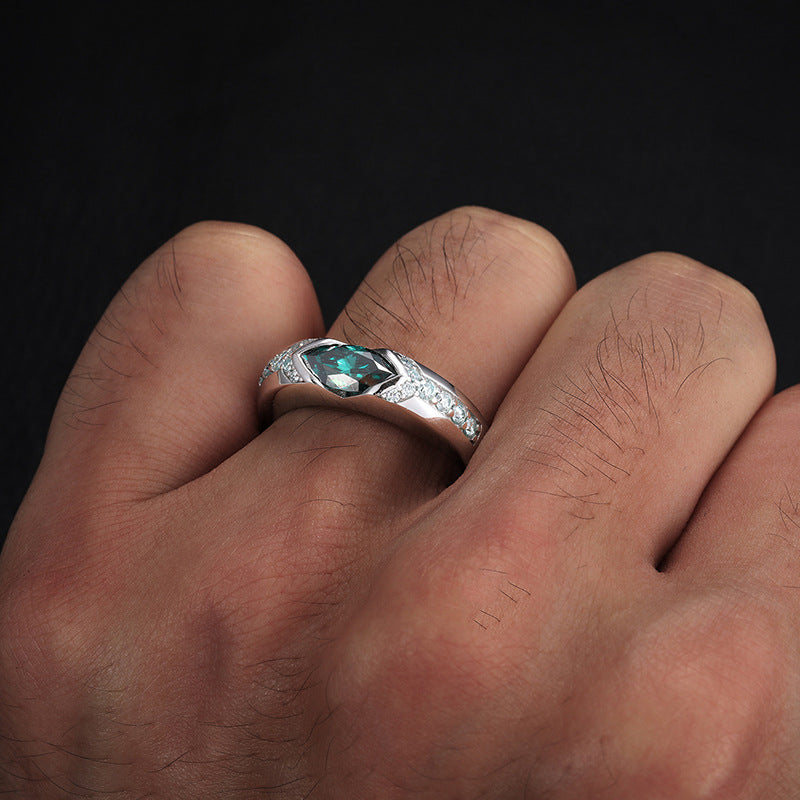 Green Moissanite All Seeing Eye S925 Protection Ring | Caratix