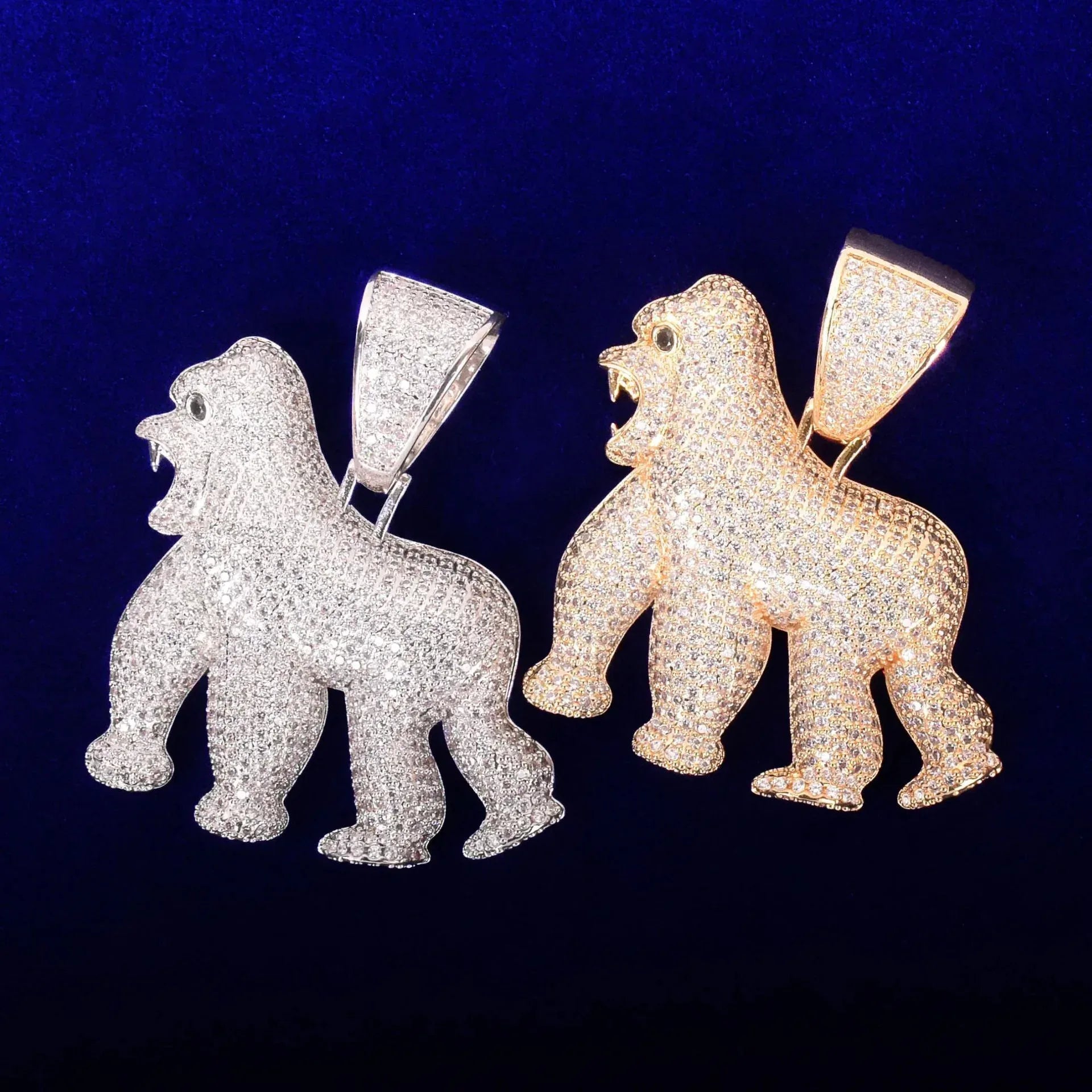 Iced Out "Alpha Ape" Gorilla Pendant | Men's Real Copper CZ Necklace - CaratixJewelry