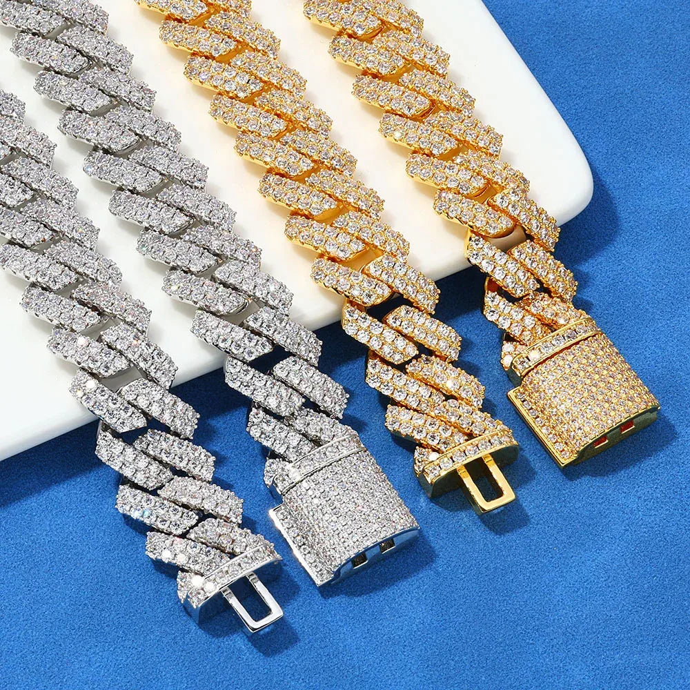 14mm Iced Out Cut Cuban Chain Necklace Double Row Zircon - CaratixJewelry