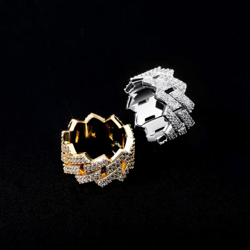14mm Men's Iced Out Cuban Ring | Heavyweight Rapper Pave Band | Caratix