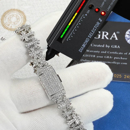 Custom S925 Silver Moissanite Cross Bracelet | VVS Shine Gold Chain for Rapper | Caratix - CaratixJewelry