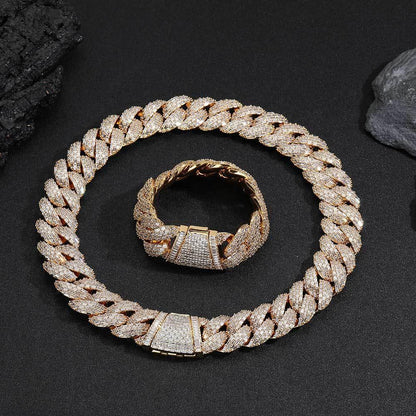 24mm Iced Out Bubble Cuban Chain Necklace T-Cut Zircon - CaratixJewelry