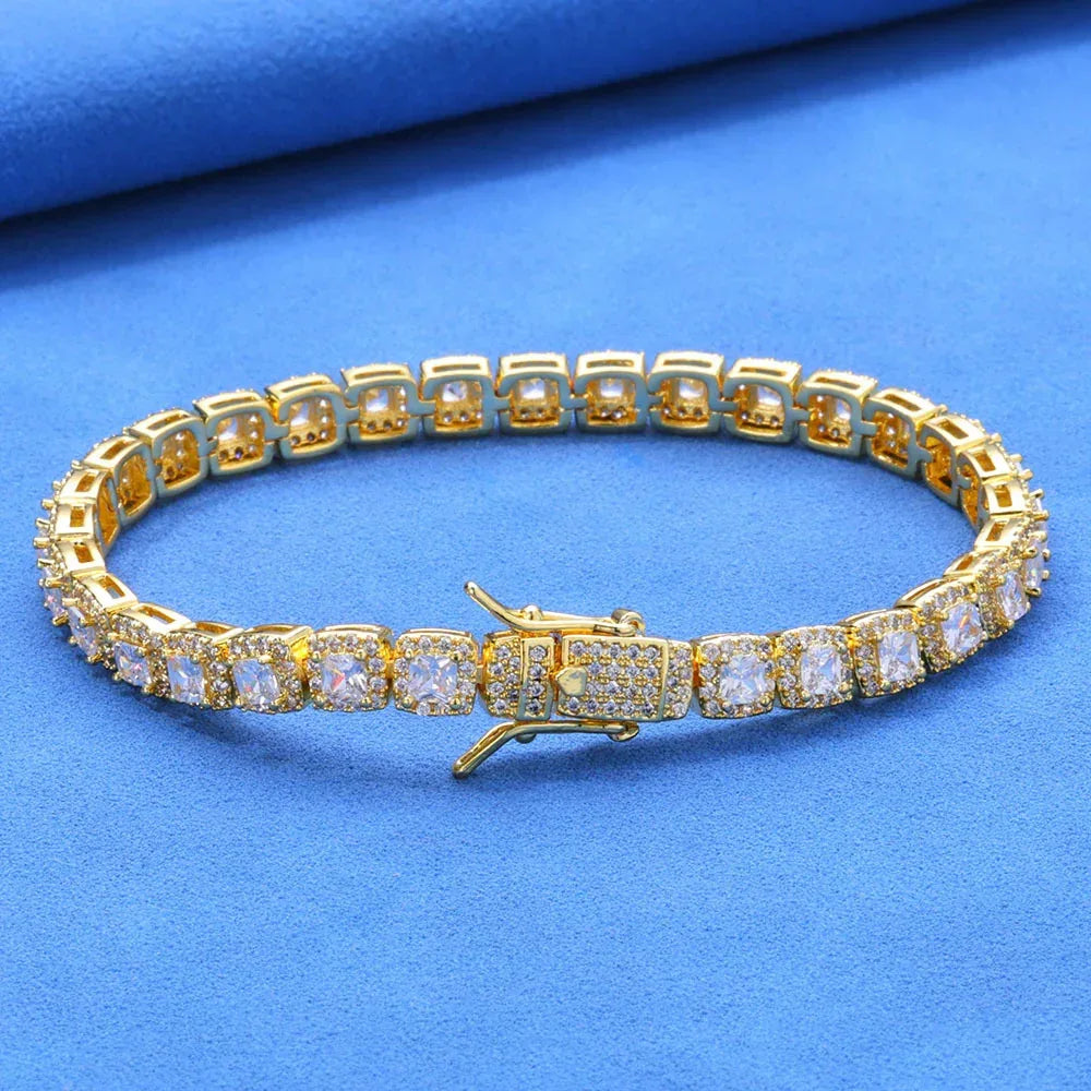 5mm Square Zircon Tennis Bracelet Hip Hop Bling for Men | Caratix Jewelry - CaratixJewelry