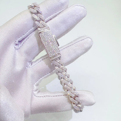 8mm Double-Row Moissanite Cuban Link Chain – S925 Sterling Silver Iced-Out Hip Hop Streetwear Necklace - CaratixJewelry