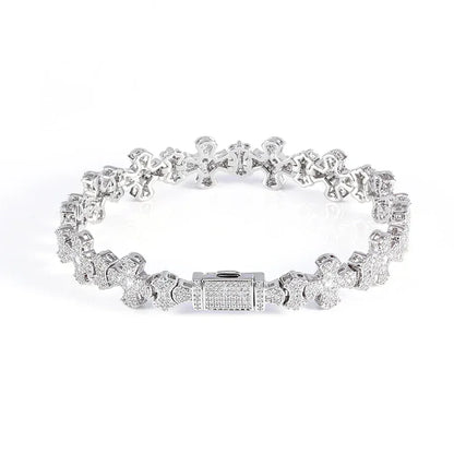Iced Out Cross Chain Bracelet Zircon Box Clasp Hip Hop Jewelry for Women | Caratix Jewelry - CaratixJewelry