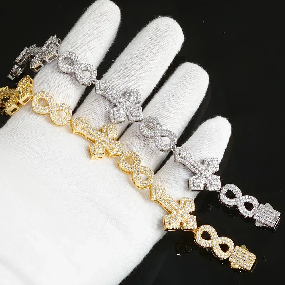 8mm Cross Necklace Figure 8 Chain Zircon Hip Hop Jewelry for Men | Caratix Jewelry - CaratixJewelry