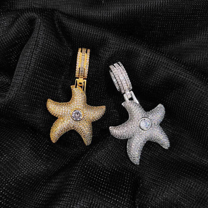 Starfish Pendant Necklace with Zircon Stones in Ocean Style for Men | Caratix Jewelry - CaratixJewelry