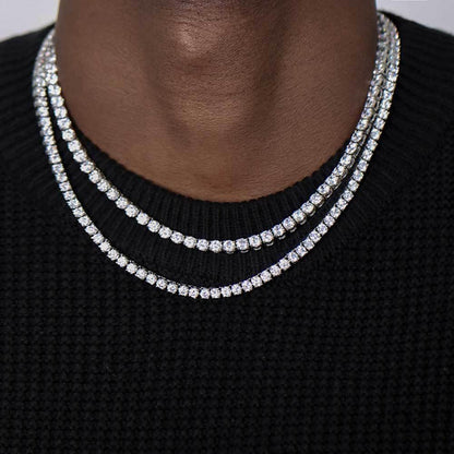Custom Moissanite Stainless Steel Tennis Chain | Durable Men's & Women's Bling Jewelry | Caratix - CaratixJewelry