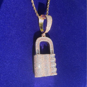 Unisex Minimalist Lock Necklace | Premium Copper CZ Sweet & Cool Accessory - CaratixJewelry